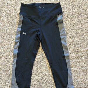 Under Armour Black and Grey Leggings, Size Medium